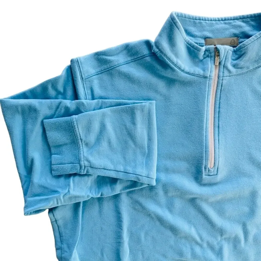 Tasc Performance 1/4 Zip Pullover French Blue Size Medium Cotton Viscose